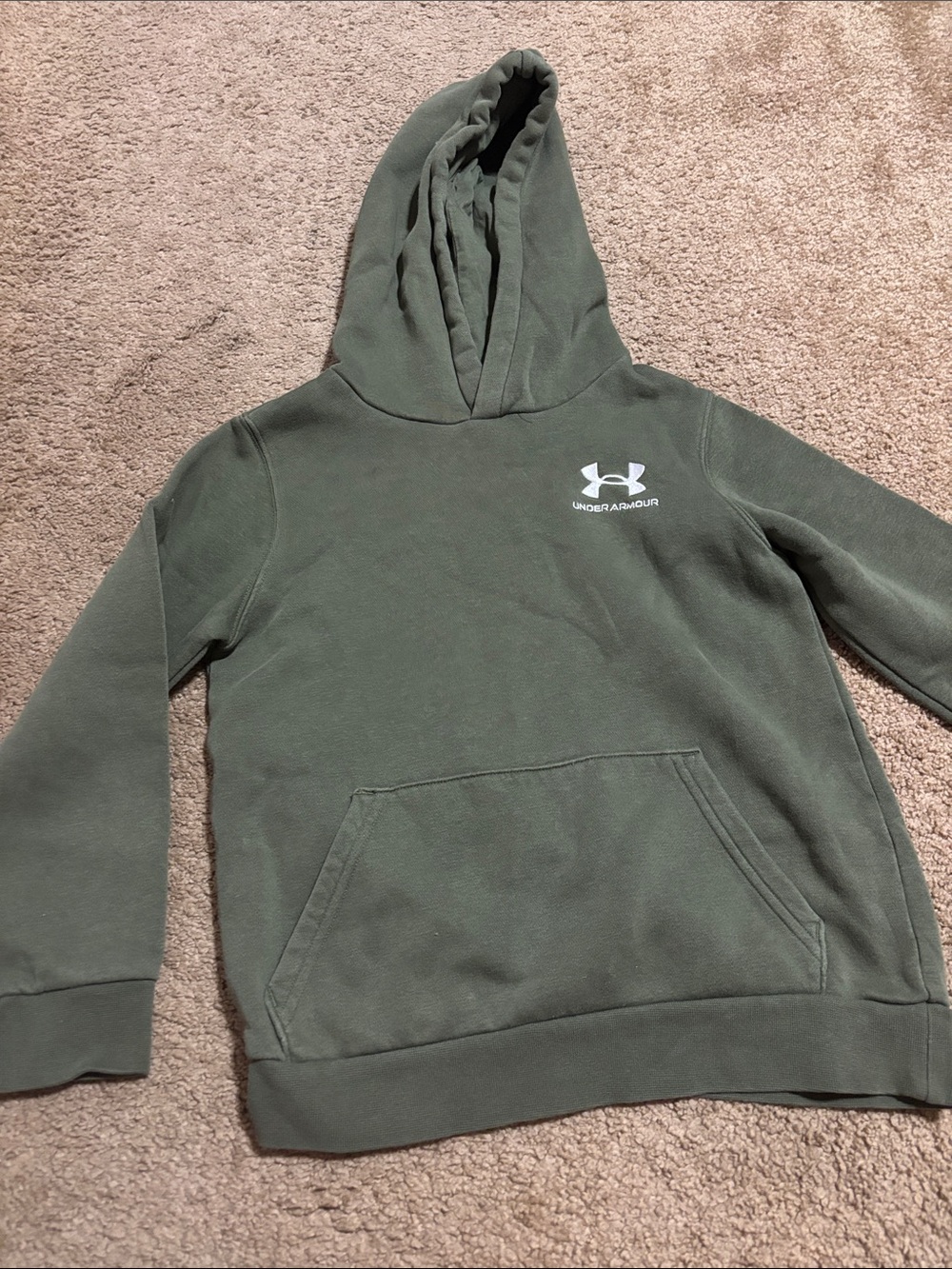 Under Armour Olive Green Hoodie with White Logo Tag